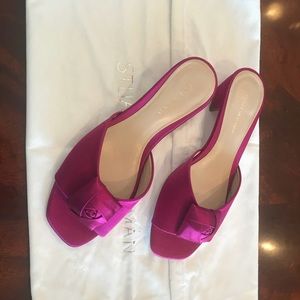 Stuart Weitzman satin slides